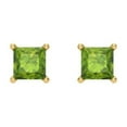 thumbnail image 3 of 1.5 ct Screw-Back Stud Earrings for Women | 5.0mm Princess Cut Natural Peridot | 18K Yellow Gold, 3 of 5