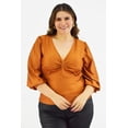 thumbnail image 1 of Blusa de satín con nudo Roman Fashion /Tallas Extras, 1839 (Cafe) cafe 40, 1 of 6