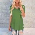 thumbnail image 2 of TODOZO Hot Sale!! Women's Tops V-Neck Short Sleeve Tshirts Tees Casual Summer Top Casual Fashion Basic Tees Curved Hem Tops Green S, 2 of 6