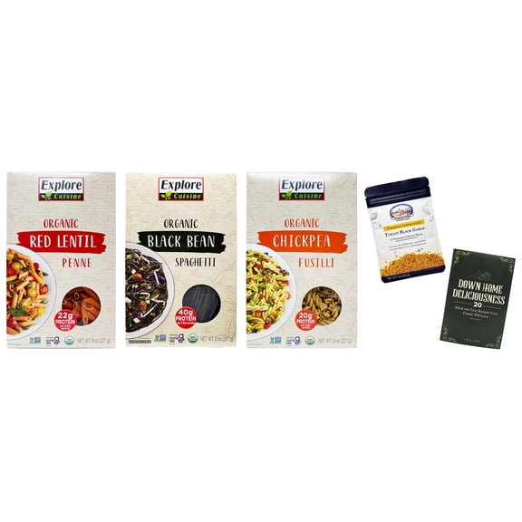Organic Pasta - 3 Varieties, 1 Each: Red Lentil Penne, Black Bean Spaghetti, Chickpea Fusilli | Explore Cuisine |  MerlinsMart Zine