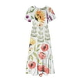 thumbnail image 3 of Nrmvnmi Women's 2024 Floral Boho Dress Wrap V Neck Short Sleeve Ruffle Hem A-Line Flowy Maxi Dresses Multicolor-XL, 3 of 5