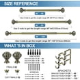 thumbnail image 4 of Urbanest Adjustable Double Curtain Rod Set Door Knob Flat Button Finials – 1″ Front & 5/8 Back Rod With Antique Brass Rod, 48–84 Inches, 4 of 6