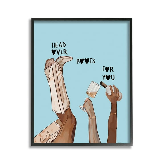 Stupell Industries Romantic Cowgirl Phrase Food & Beverage Painting Black Framed Art Print Wall Art, 11 x 14