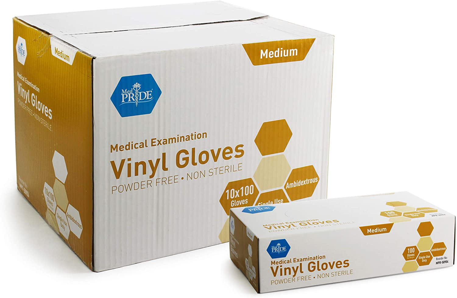 Powder Free-Non sterile Med Pride Vinyl Gloves Med Pride 100 per box size Large 