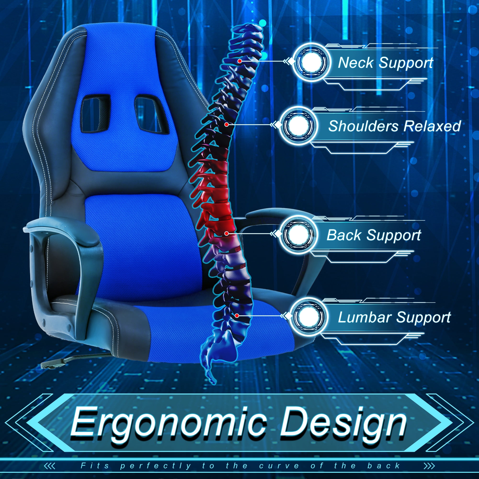 YRLLENSDAN Gaming Chairs, Office Gaming Chair with Lumbar Support Computer Gaming Chair Gaming Office Chair Gaming Desk Chair Computer Chairs for Adults, Blue
