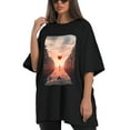 thumbnail image 4 of Plus Size Shirt for Women Black Tops for Women Oversized Short Sleeves Shirt for Women Valentine's Day (16) T Shirt Crewneck Shirt for Women L, 4 of 5