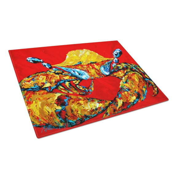 Carolines Treasures MW1115LCB 15 x 12 in. Crab Fat and Sassy Glass Cutting Board - Large