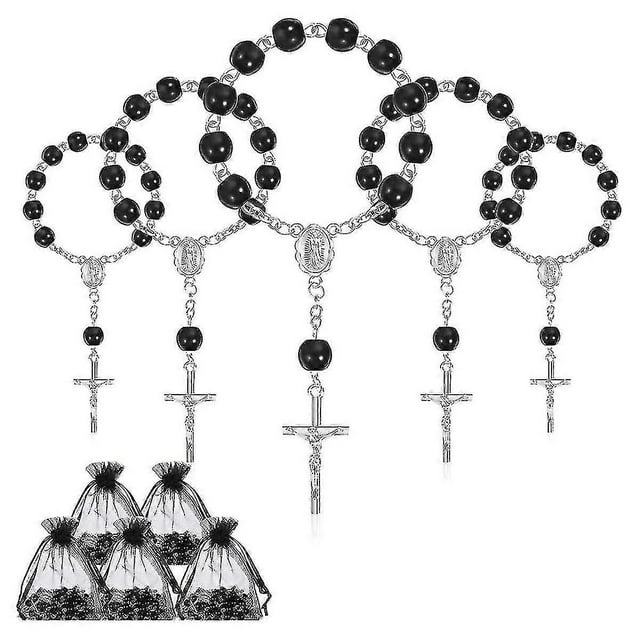 30pcs Baptism Favors Black Mini Rosary First Communion Favors Catholic Baptism Rosary For Gift Banmo