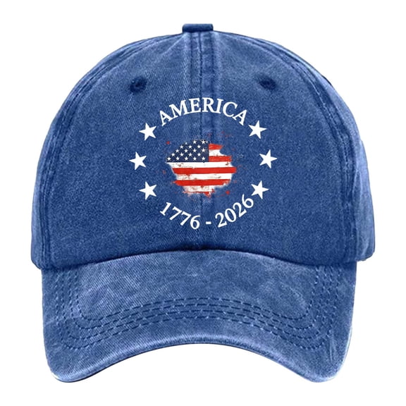Unisex Independence Day Print Soft Tongue Cap Sunshade Outdoor Sun Protection Hat Blue