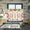 thumbnail image 4 of Yayeee Kitchen Curtains Tier Pair Light Filtering 27"x24" Rod Pocket Short Cafe Window Panel, Pink Donut, 4 of 7