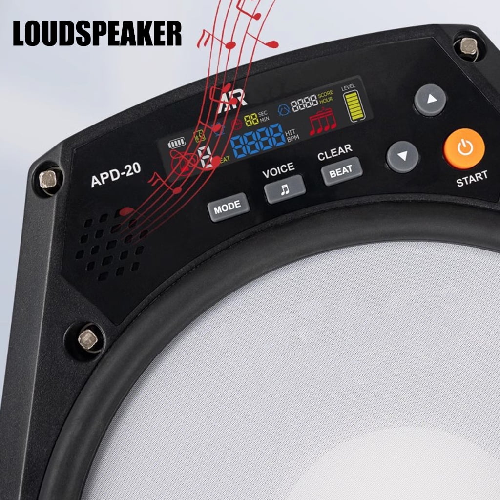 APD-20 Electronic Mute Drum Beating Board Electronic Drum Pad Vocal/Count/Speed Practice Modes Metronome Training Pad