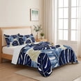 thumbnail image 5 of Twin XL Quilt Set 68''x98'', Blue Palm Leaves Lightweight Bedspread Coverlet Set with 2 Pillow Shams, Farmhouse Summer Beige Tropical Plants Breathable All Season Quilt Bedding for Dorm/Guest Room, 5 of 9