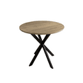 thumbnail image 4 of 31.5 Inch Round Dining Table, Small Circle Kitchen Table with Metal Black Legs for 2-4 People, Modern Dining Room Table for Dining Room/Living Room/Parlor, Brown (Only Table), 4 of 6