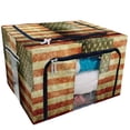 thumbnail image 1 of EREHome USA grunge flag Storage Bag Clear Window Storage Bins Boxes Large Capacity Foldable Stackable Organizer With Steel Metal Frame For Bedding,Clothes,Closets, Bedrooms, 1 of 3