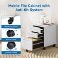 thumbnail image 4 of Fesbos 3 Drawer Rolling Metal File Cabinet with Lock for Hanging A4/Legal/Letter Size,Under Desk Filing Cabinet for Home Office, Assembly Required, White, 4 of 9