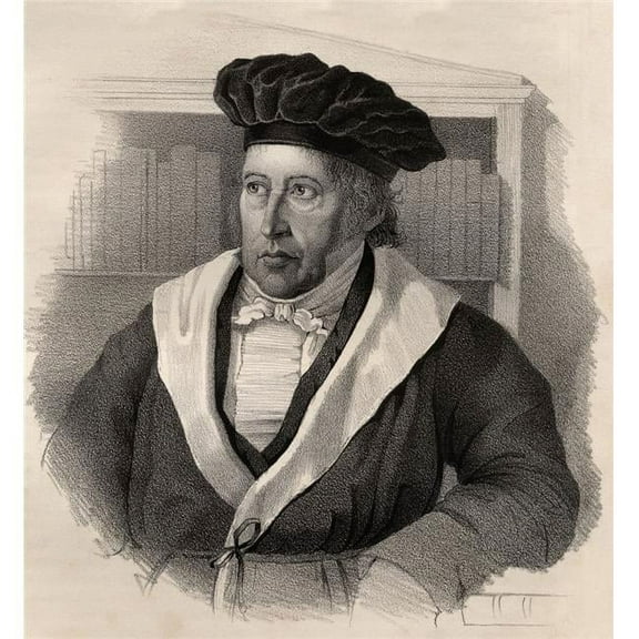 Georg Wilhelm Friedrich Hegel - 1770-1831 German Philosopher 19th Century Lithograph by Em. Baerentzen & Co From The Book Figaro. Journal of Literature - Art & Music by Georg