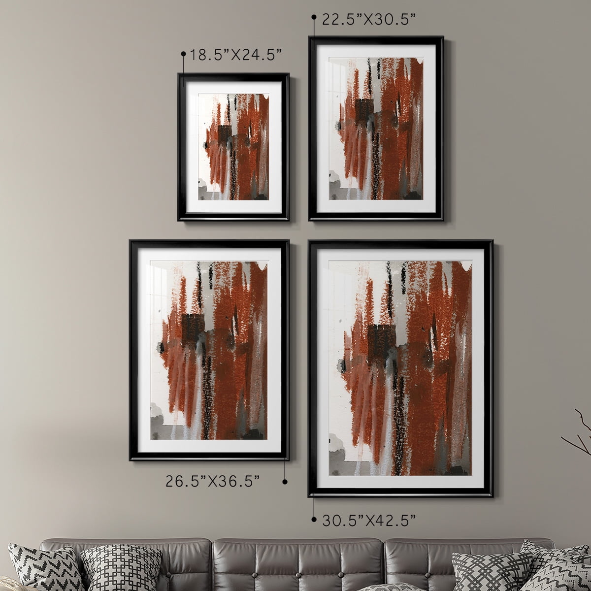 Wexford Home Loft Pastel V Premium Framed Print, 30.5" x 42.5" - Ready to Hang, Black (Set of 2)