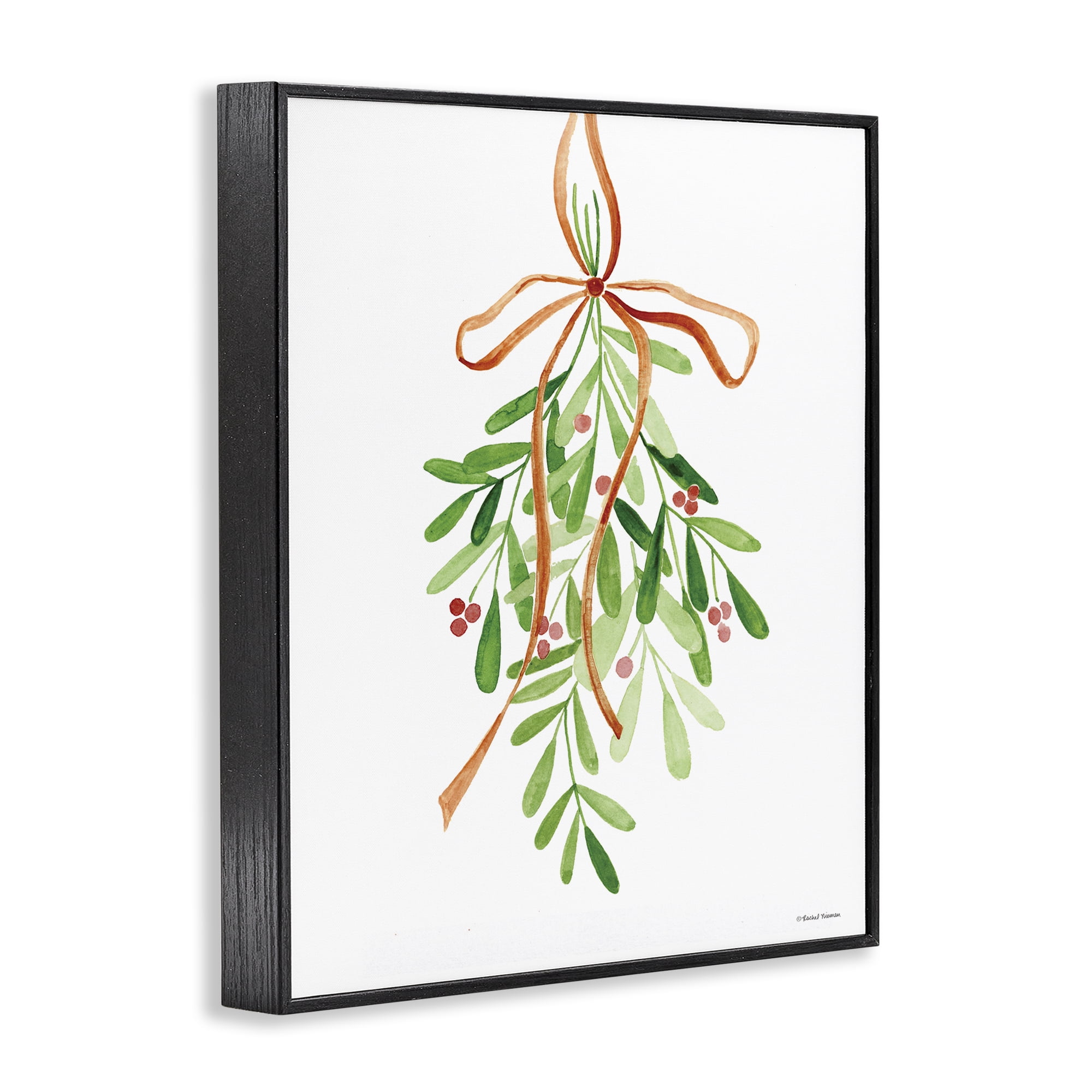 Stupell Industries Hanging Holly Botanicals Holiday Painting Black Framed Art Prints Wall Art, 11 x 14