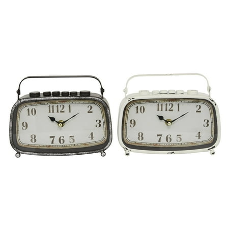 DecMode 6 Multi Colored Metal Retro Radio Style Clock, Set of 2