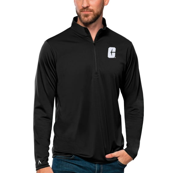 Men's Antigua Black Charlotte 49ers Tribute Quarter-Zip Top