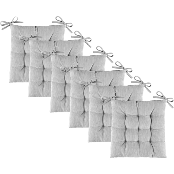 Square Seat Cushion for Kitchen Dining Chairs, Soft & Comfortable 15.5" x 15.5" Chair Pads, 6 Packs, Grey