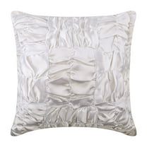 The HomeCentric Decorative Pillow Covers With Zippers, White European Sham Covers Pack of 2, 26x26 inch (65x65 cm) Satin Euro Size Pillow Shams, Solid, Ruched, Textured, European - Dreamy White