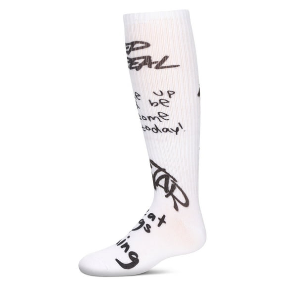 MeMoi Graffiti Knee High Socks - Girls - Female, 10, White