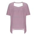 thumbnail image 6 of Women's Blouse, Short Sleeve Fake Two Piece Top, Casual Round-Neck Shirt, Soft Stretch Polyester Spandex Blend for Daily Wear, 6 of 7