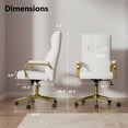 thumbnail image 3 of Solfway White and Gold Office Chair Memory Foam, White Leather Computer Desk Chairs with Wheels and Arms, High Back Executive Office Chair for Girl and Women, 3 of 8