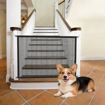 Adjustable Dog Gate for Stairs Black Screen Mesh Safety Barrier 43.3 x 28.3 in