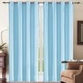 thumbnail image 1 of J&V Textiles Faux Silk Window Curtain Set with Two Curtain Panels and Hanging Grommets, 84" Long (Aqua), 1 of 1