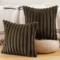 thumbnail image 1 of Set of 2 Faux Wool Plush Decorative Throw Pillow Covers 18x18 Inch Light Blue Fluffy Striped Soft Decorative Cushion Cover for Sofa Bedroom Pillow Shell, 1 of 6