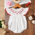 thumbnail image 2 of NOLDARES Toddler Girls Halter Backless Romper Baby Kid Strawberry Embroidery Jumpsuit Pants Clothes(B1-White,3-6 Months), 2 of 7