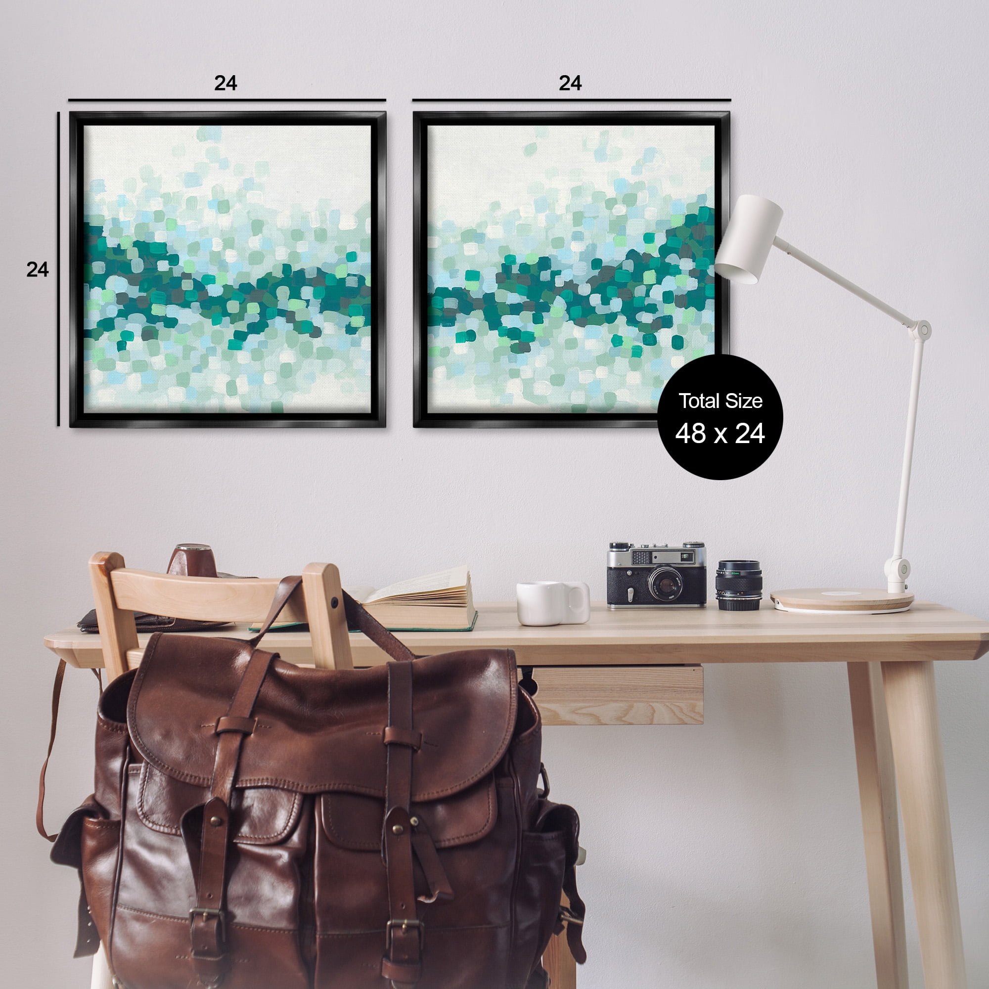Stupell Industries Abstract Speckled Horizon Abstract Painting Black Floater Framed Canvas Art Print Wall Art, 25 x 25, Set of 2