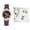 Purple, variant on HUANLEDASH 1 Set Women Watch Necklace Bracelet Ring Ear Studs Rhinestone Butterflies Round Faux Leather Strap Ladies Dress Wrist Watch Fashion Jewelry Birthday Gift