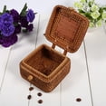 thumbnail image 4 of Caja de almacenamiento de ratán vintage con tapa, organizador de joyas cuadrado, contenedor, estilo cerámico, 4 of 4