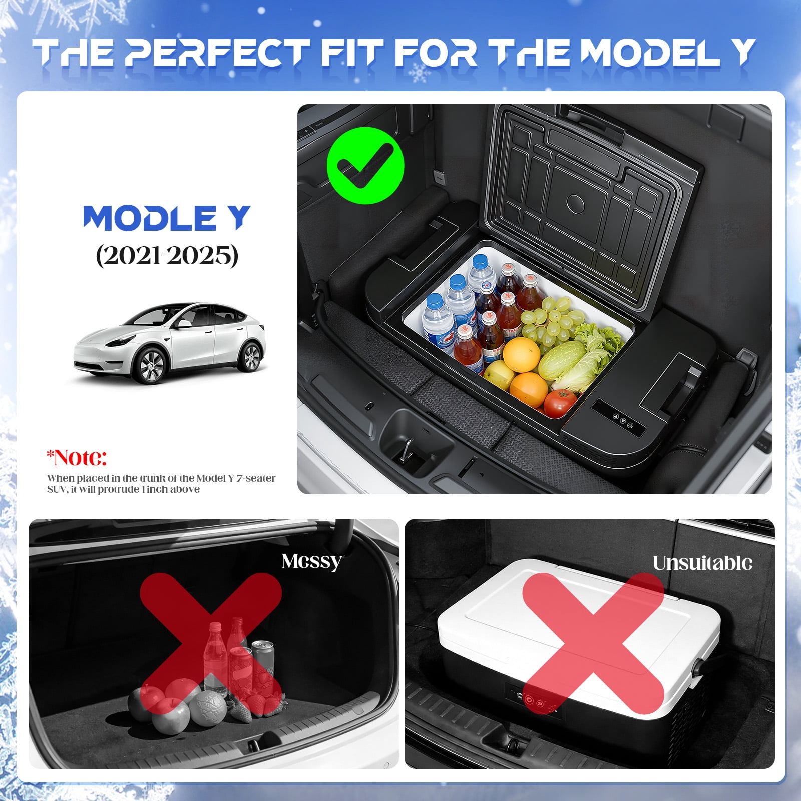 Supvox Car Refrigerator Black Portable Fridge for Drinks with Compressor and App Control