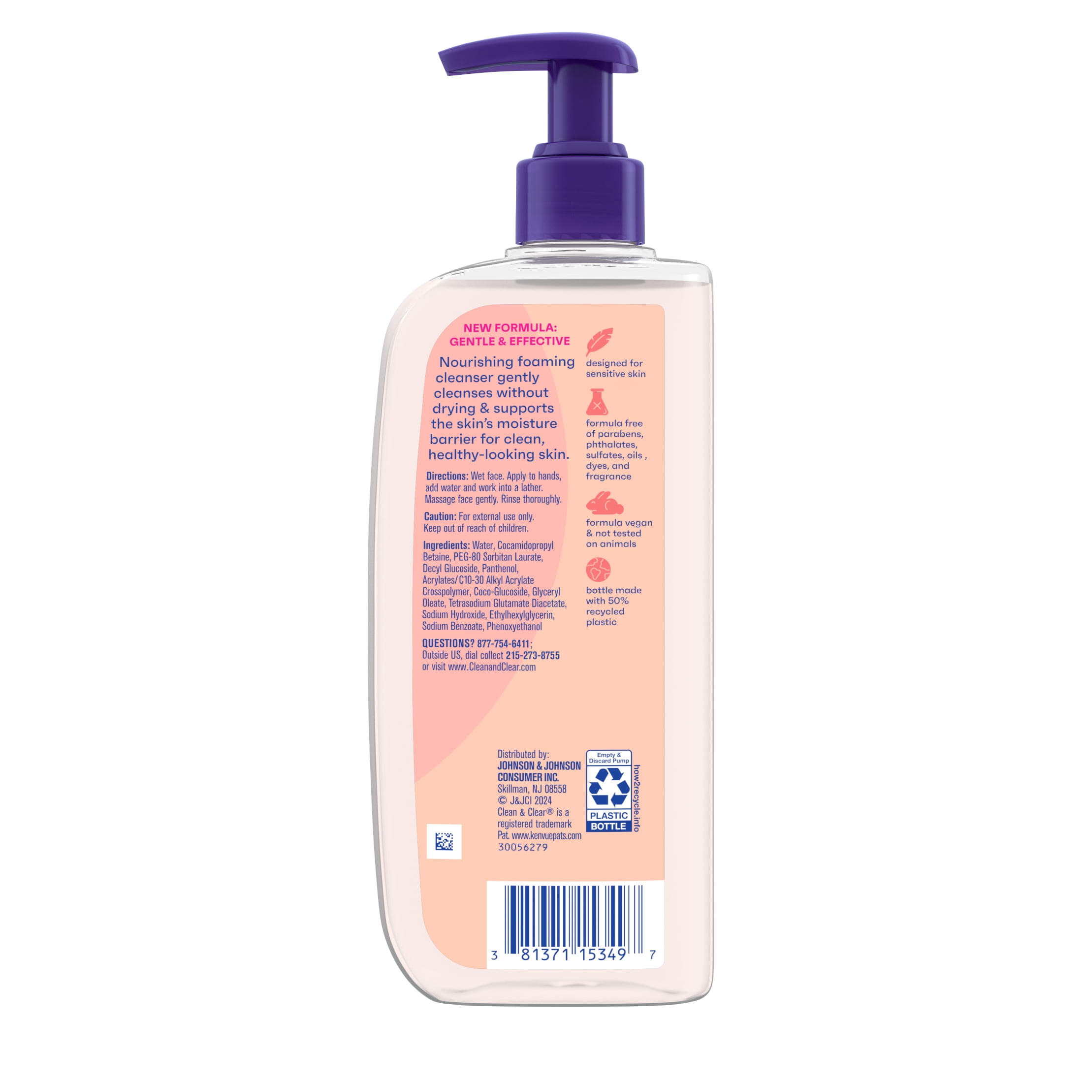 (2 pack) Clean & Clear Essentials Oil-Free Foaming Facial Cleanser with Pro-Vitamin B5, 8 fl oz