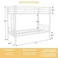 thumbnail image 5 of Twin Over Twin Bunk Bed for Kids Boys Girls, Metal Bunk Bed with Ladders & Guardrail,Convertible 2 Beds,White, 5 of 8