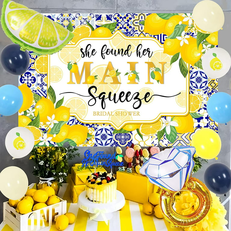 Lemon Bridal Shower Decorations, Homond Party She Found Her Main Squeeze  Banner Cake Cupcake Toppers, Fruits Theme Supplies Kit, Paper Fans Balloons