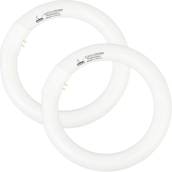 FC8T9/KB 22W Round Light Bulb, 8 Inch T9 22 Watt Circular Fluorescent Light Bulbs, Replacement Circline Fluorescent Lamp, Warm White 3000K 1400 LumeYANTON, G10q 4 Pin Prong, 2 Pack
