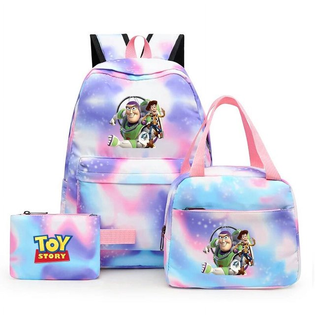 3pcs Disney Toy Story Buzz Lightyear Colorful Backpack with Lunch Bag for Women Student Teenagers Rucksack School Bags Sets