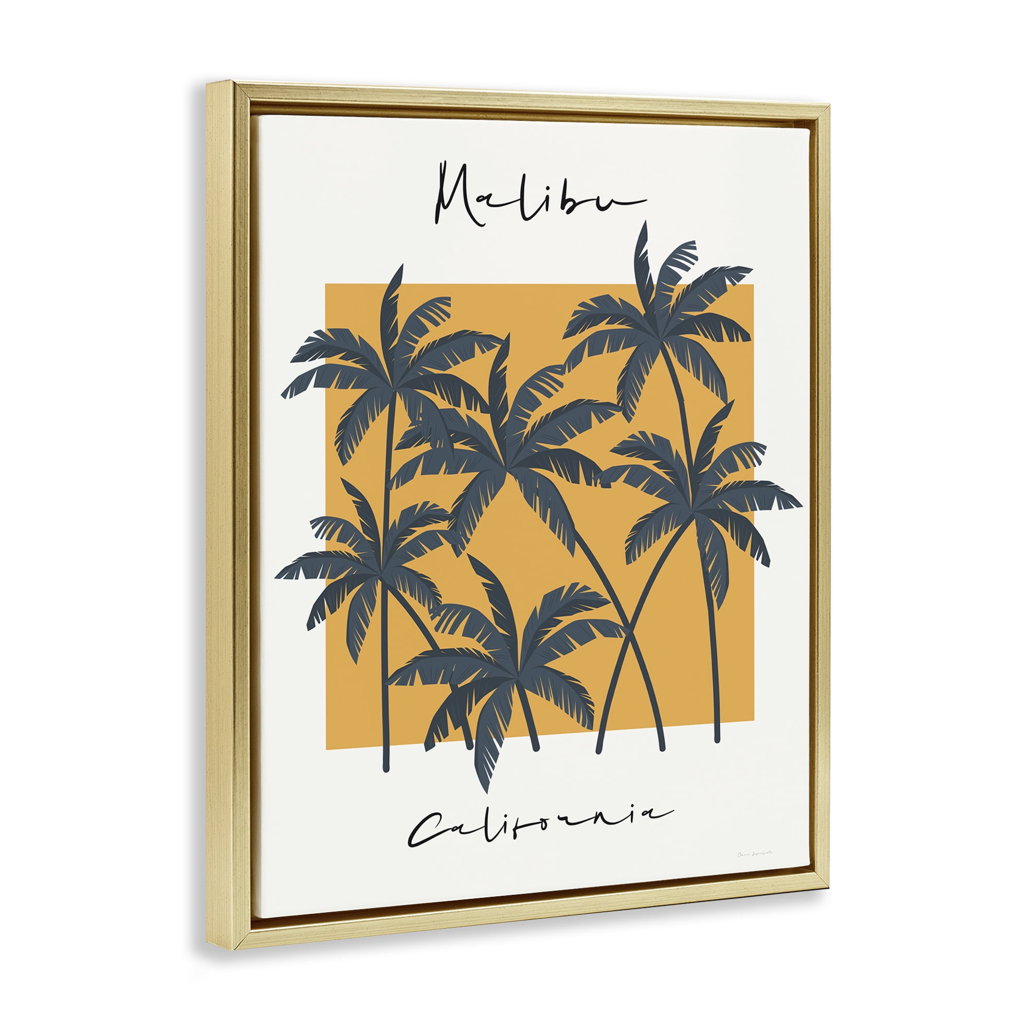 Stupell Industries Malibu Retro Vibe Gold Framed Floater Canvas Wall Art, design by Omar Escalante