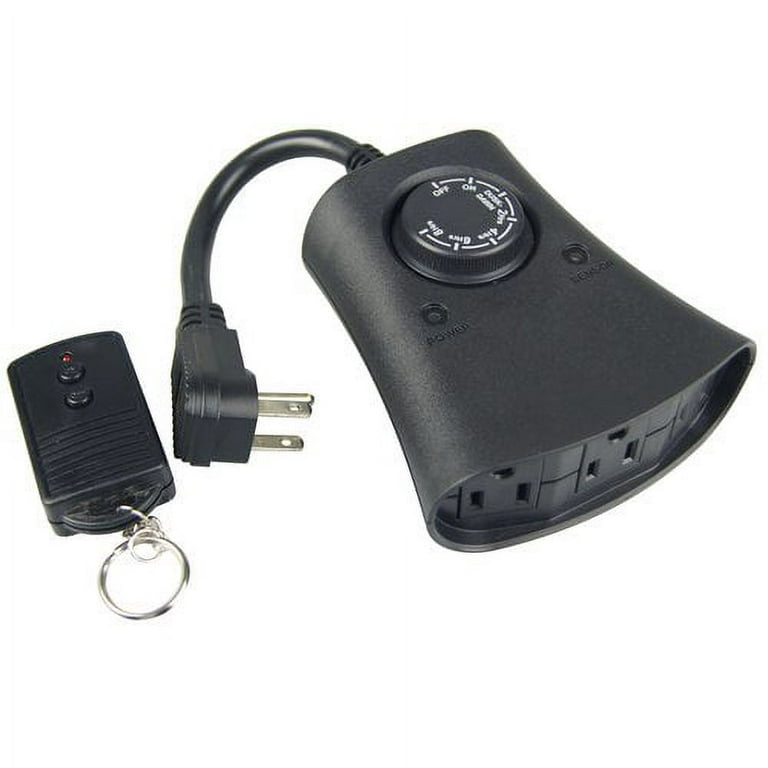 3-Outlet Wireless Remote with Timer, 15 Amps, Indoor/Outdoor, Black, by  Holiday Time 