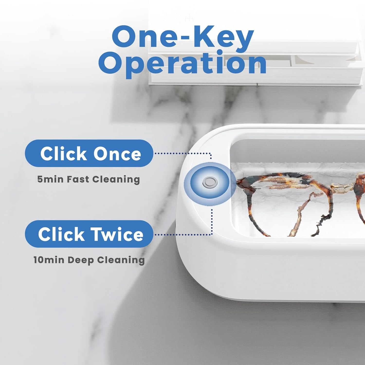 Ultrasonic Jewelry Cleaner, Ultrasonic Ring Cleaner Machine for Family Cleaning, Earrings, Glasses, Jewelry, Rings, Dentures