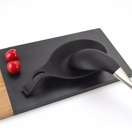 

Hanyhapt Heat Spoon Rest Gadget Kitchen Holder Utensil Silicone Storage Spatula Kitchen Dining Bar (Black)