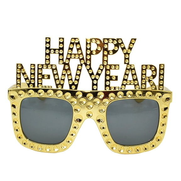 LOLIPPYY New Year's Eve Party Supplies Golden Photo Prop Glasses 2023 Plastic Fun Glasses for Decoration