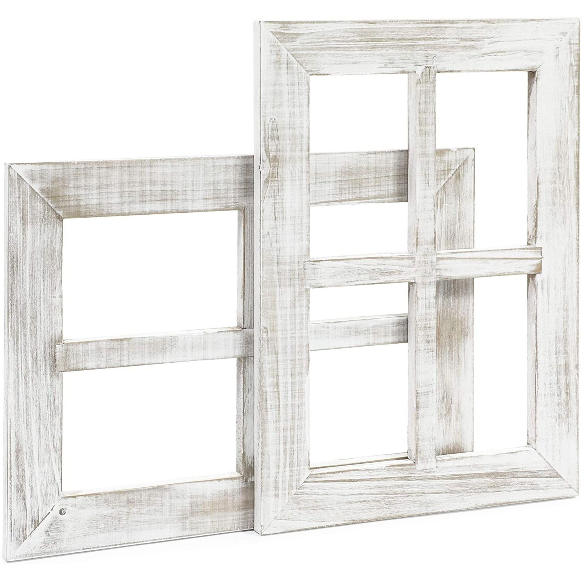 2 Pack Rustic Wood Window Picture Frame Farmhouse Home Wall Decor White 11 X15 Walmart Com Walmart Com