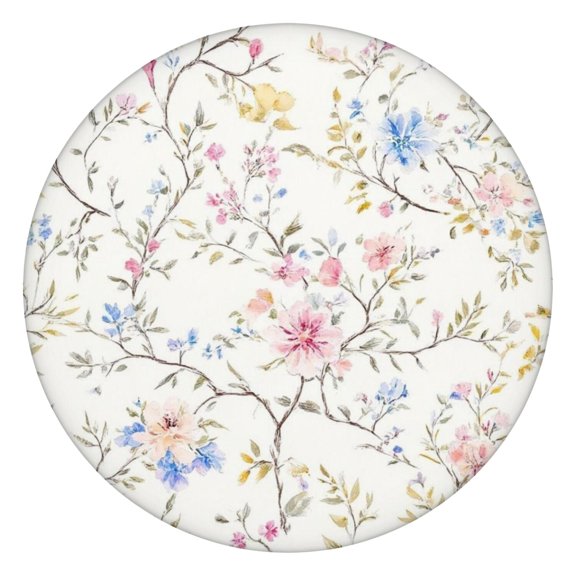 Pioneer Flower Floral Print Pattern Round Fitted Tablecloth with Elastic Edge,Dining Table Cover Waterproof,Outdoor Round Tablecloth for Camping,Dining,Indoor and Outdoor