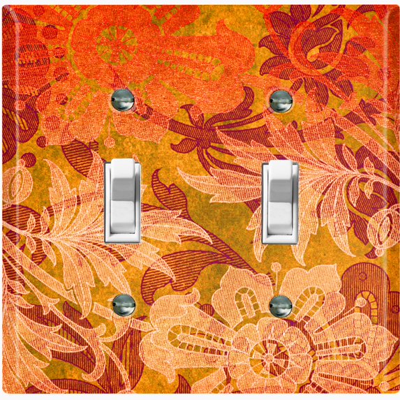 Metal Light Switch Plate Cover Red Floral Damask Wallpaper WAL027